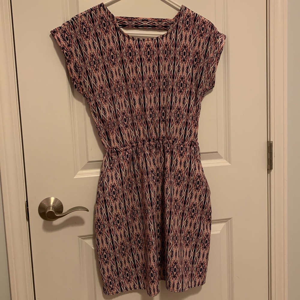 Pink patterned mini dress